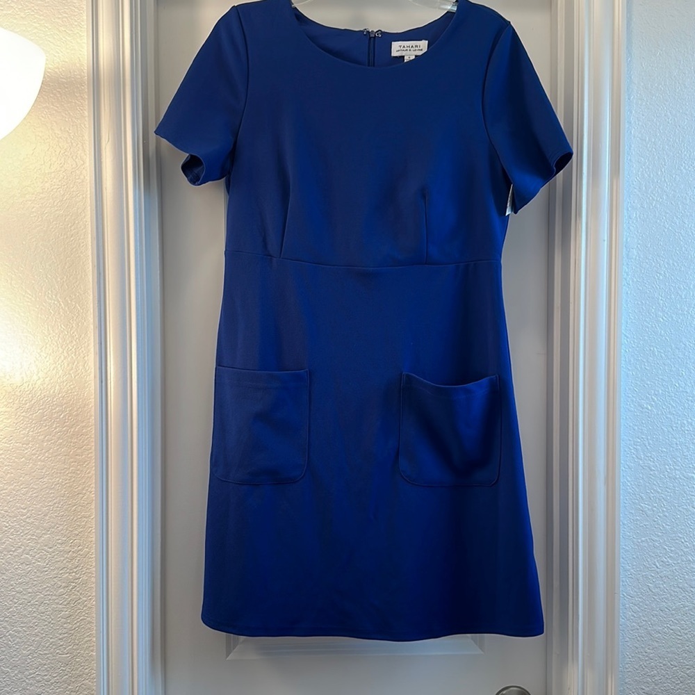 Tahari Women's‎ Blue A-line Pocket Dress//size 6